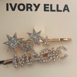 Ivory Ella hair pins.